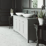 VIGO Lotus MatteStone Round White Composite Bathroom Sink/Basin Set with Amada Faucet and Pop-Up Drain image 8