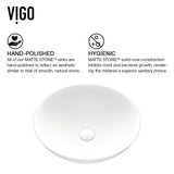 VIGO Lotus MatteStone Round White Composite Bathroom Sink/Basin Set with Duris Faucet and Pop-Up Drain image 3