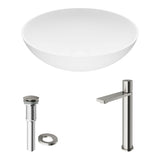 VIGO Lotus MatteStone White Bathroom Sink/Basin Set with Gotham Faucet and Round Composite Vessel image 2