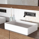 VIGO Magnolia Matte Stone Vessel Bathroom Sink/Basin with Deep Bowl, White image 6
