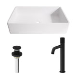 VIGO Magnolia MatteStone White Bathroom Sink/Basin Set with Apollo Faucet and Rectangular Composite Vessel image 2