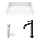 VIGO Magnolia MatteStone White Bathroom Sink/Basin Set with Lexington Faucet and Rectangular Composite Vessel image 2