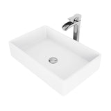 VIGO Magnolia MatteStone White Bathroom Sink/Basin Set with Niko Faucet and Rectangular Composite Vessel