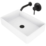 VIGO Magnolia MatteStone White Bathroom Sink/Basin Set with Olus Wall Mount Faucet and Rectangular Composite Vessel