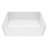 VIGO Marigold Matte Stone Rectangular Composite Vessel Bathroom Sink/Basin with Rounded Edges & Deep Bowl, White