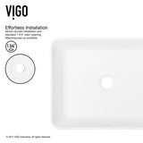 VIGO Marigold Matte Stone Rectangular Composite Vessel Bathroom Sink/Basin with Rounded Edges & Deep Bowl, White image 5