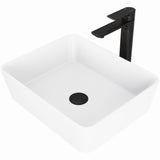 VIGO Marigold MatteStone Matte White Bathroom Sink/Basin Set with Norfolk Faucet and Rectangular Composite Vessel