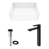 VIGO Marigold MatteStone Matte White Bathroom Sink/Basin Set with Norfolk Faucet and Rectangular Composite Vessel image 2