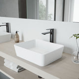 VIGO Marigold MatteStone Matte White Bathroom Sink/Basin Set with Norfolk Faucet and Rectangular Composite Vessel image 7