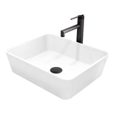 VIGO Marigold MatteStone Matte White Bathroom Sink/Basin Set with Sterling Faucet and Rectangular Composite Vessel