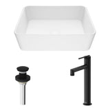 VIGO Marigold MatteStone Matte White Bathroom Sink/Basin Set with Sterling Faucet and Rectangular Composite Vessel image 2
