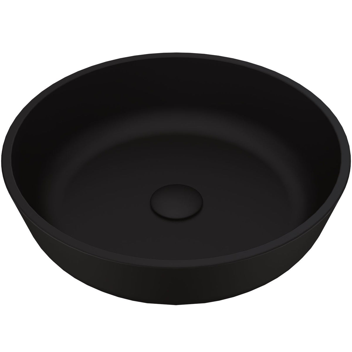VIGO Modus Glass Round Vessel Bathroom Sink/Basin with Rounded Edges & Deep Bowl, Black