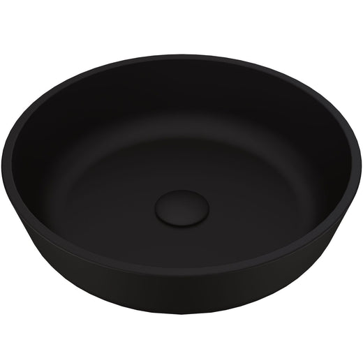 VIGO Modus Glass Round Vessel Bathroom Sink/Basin with Rounded Edges & Deep Bowl, Black