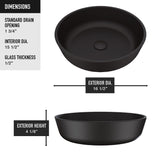 VIGO Modus Glass Round Vessel Bathroom Sink/Basin with Rounded Edges & Deep Bowl, Black image 5