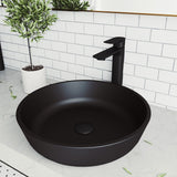 VIGO Modus Glass Round Vessel Bathroom Sink/Basin with Rounded Edges & Deep Bowl, Black image 7