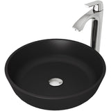 VIGO Modus MatteShell Matte Black Bathroom Sink/Basin Set with Linus Faucet and Round Glass Vessel