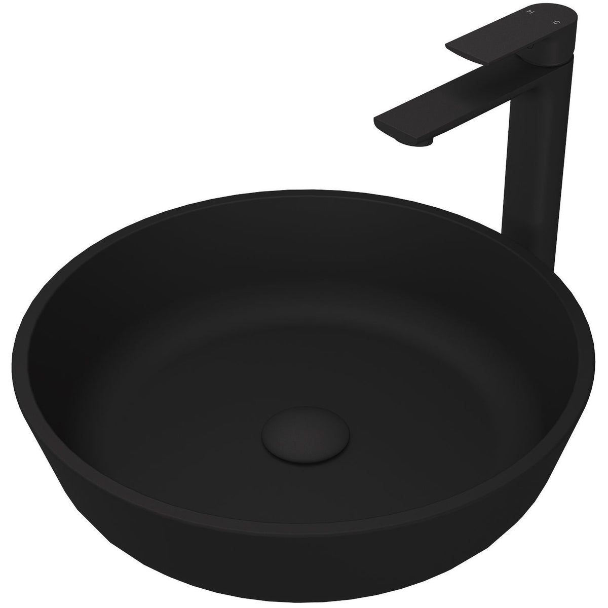 VIGO Modus MatteShell Matte Black Bathroom Sink/Basin Set with Norfolk Faucet and Round Glass Vessel
