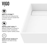 VIGO Montauk MatteStone 15x15-in Deep White Bathroom Sink/Basin with Rectangular Vessel image 5