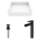 VIGO Montauk MatteStone White Bathroom Sink/Basin Set with Amada Faucet and Rectangular Composite Vessel image 2