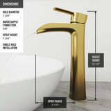 VIGO Niko Single Handle Single-Hole Bathroom Vessel Faucet in Matte Brushed Gold image 8