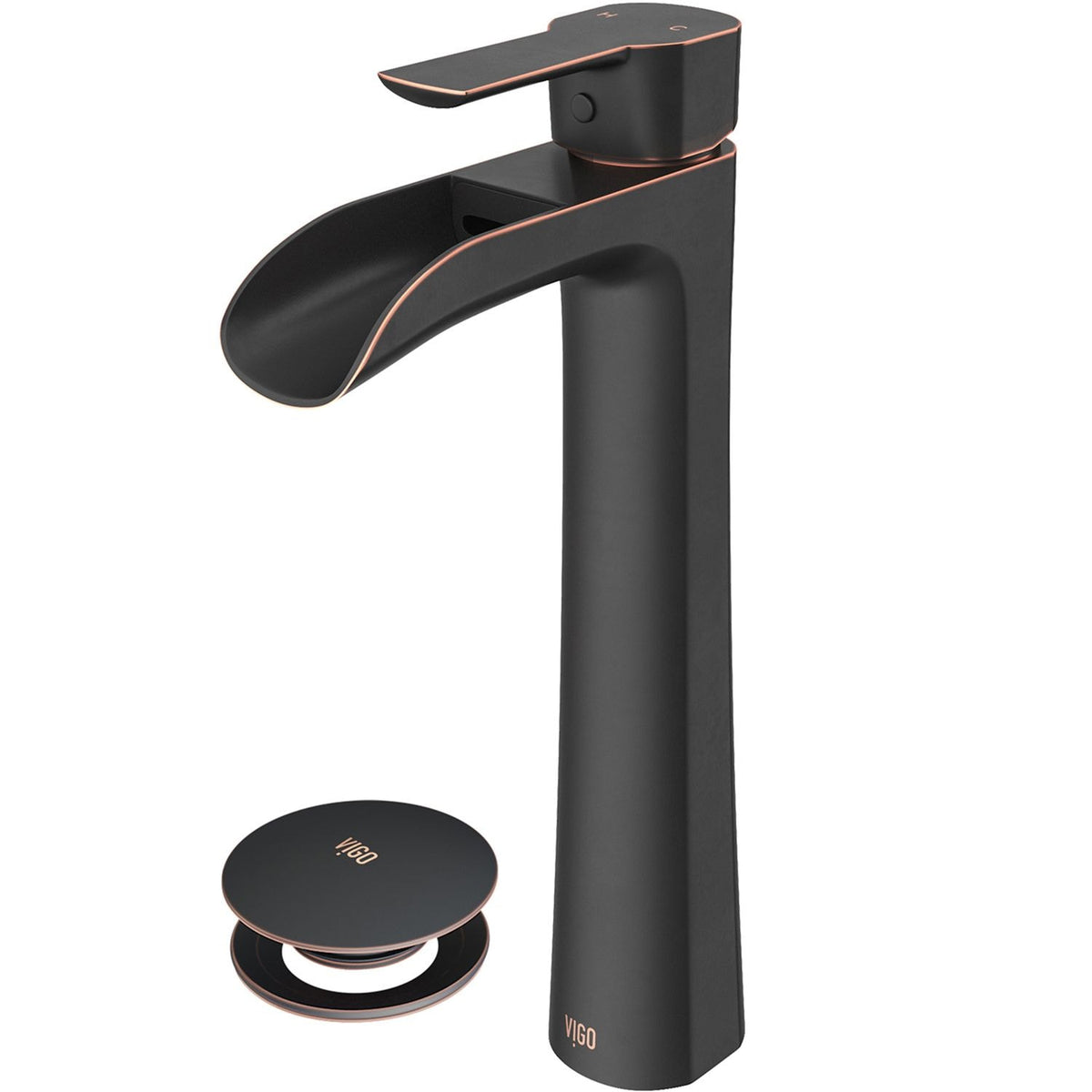 VIGO Niko Single Handle Vessel Single Hole Bathroom Sink Faucet with Pop-up Drain, Antique Rubbed Bronze