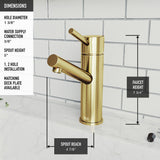 VIGO Noma Single Handle Single Hole Bathroom Sink Faucet, WaterSense Certified, Matte Gold image 5