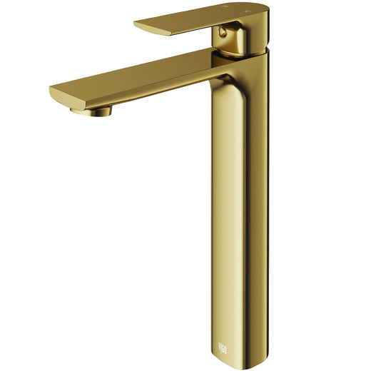 VIGO Norfolk Single Handle Vessel Single Hole Bathroom Sink Faucet, Matte Gold