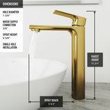 VIGO Norfolk Single Handle Vessel Single Hole Bathroom Sink Faucet, Matte Gold image 3