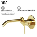 VIGO Olus Wall Mount Single Lever Bathroom Sink Faucet, WaterSense Certified, Matte BGold image 4