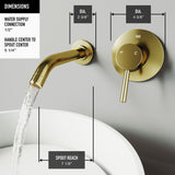 VIGO Olus Wall Mount Single Lever Bathroom Sink Faucet, WaterSense Certified, Matte BGold image 8