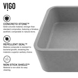 VIGO Palazzo Gothic ConcretoStone 24x11-in Deep Grey Bathroom Sink/Basin with Rectangular Vessel image 2