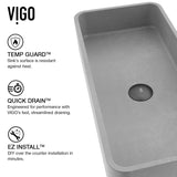 VIGO Palazzo Gothic ConcretoStone 24x11-in Deep Grey Bathroom Sink/Basin with Rectangular Vessel image 3