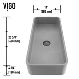 VIGO Palazzo Gothic ConcretoStone 24x11-in Deep Grey Bathroom Sink/Basin with Rectangular Vessel image 4