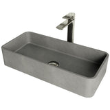 VIGO Palazzo Gothic ConcretoStone Grey Bathroom Sink/Basin Set with Niko Faucet and Rectangular Vessel