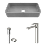 VIGO Palazzo Gothic ConcretoStone Grey Bathroom Sink/Basin Set with Niko Faucet and Rectangular Vessel image 2