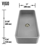 VIGO Palazzo Gothic ConcretoStone Grey Bathroom Sink/Basin Set with Niko Faucet and Rectangular Vessel image 3