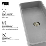 VIGO Palazzo Gothic ConcretoStone Grey Bathroom Sink/Basin Set with Niko Faucet and Rectangular Vessel image 4