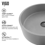 VIGO Palermo Gothic ConcretoStone 15x15-in Deep Grey Bathroom Sink/Basin with Round Vessel image 2