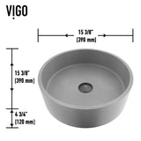 VIGO Palermo Gothic ConcretoStone 15x15-in Deep Grey Bathroom Sink/Basin with Round Vessel image 4