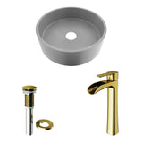 VIGO Palermo Gothic ConcretoStone Ash Grey Bathroom Sink/Basin Set with Niko Faucet and Round Vessel image 2