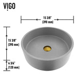 VIGO Palermo Gothic ConcretoStone Ash Grey Bathroom Sink/Basin Set with Niko Faucet and Round Vessel image 3