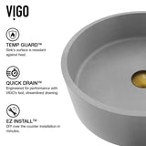 VIGO Palermo Gothic ConcretoStone Ash Grey Bathroom Sink/Basin Set with Niko Faucet and Round Vessel image 5