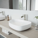 VIGO Peony Matte Stone Novelty Composite Vessel Bathroom Sink/Basin with Deep Bowl, White image 7