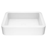 VIGO Petunia Matte Stone Rectangular Composite Vessel Bathroom Sink/Basin with Rounded Edges & Deep Bowl, White
