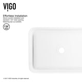 VIGO Petunia Matte Stone Rectangular Composite Vessel Bathroom Sink/Basin with Rounded Edges & Deep Bowl, White image 5