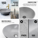 VIGO Ravenna Gothic ConcretoStone 16x16-in Deep Grey Bathroom Sink/Basin with Round Vessel image 2
