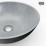 VIGO Ravenna Gothic ConcretoStone 16x16-in Deep Grey Bathroom Sink/Basin with Round Vessel image 8