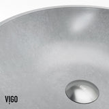 VIGO Ravenna Gothic ConcretoStone Grey Bathroom Sink/Basin Set with Dunn Faucet and Round Vessel image 8
