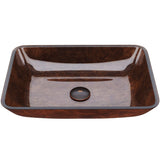 VIGO Rectangular Glass Vessel Bathroom Sink/Basin with Deep Bowl, Russet