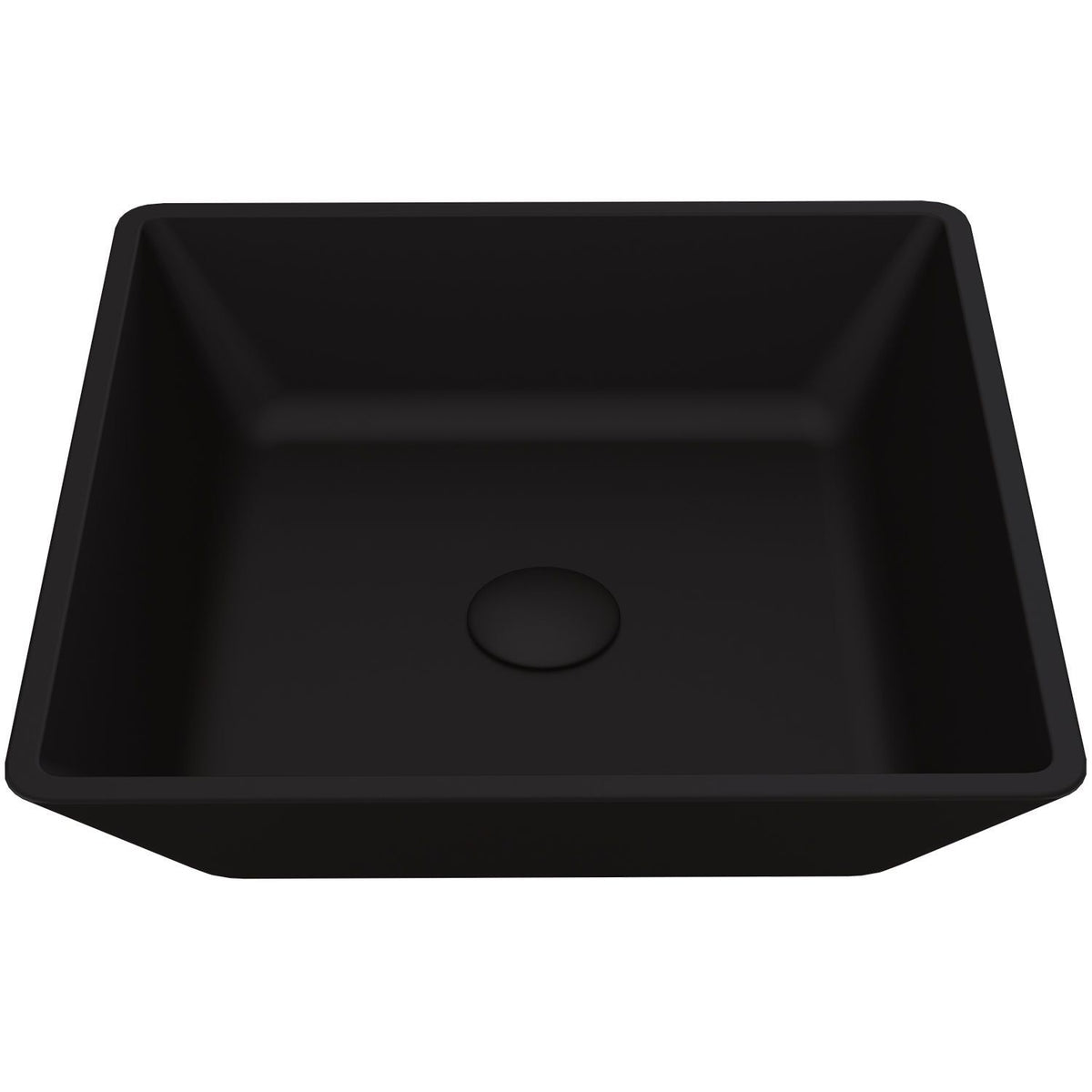 VIGO Roma Glass Square Vessel Bathroom Sink/Basin with Rounded Edges & Deep Bowl, Black